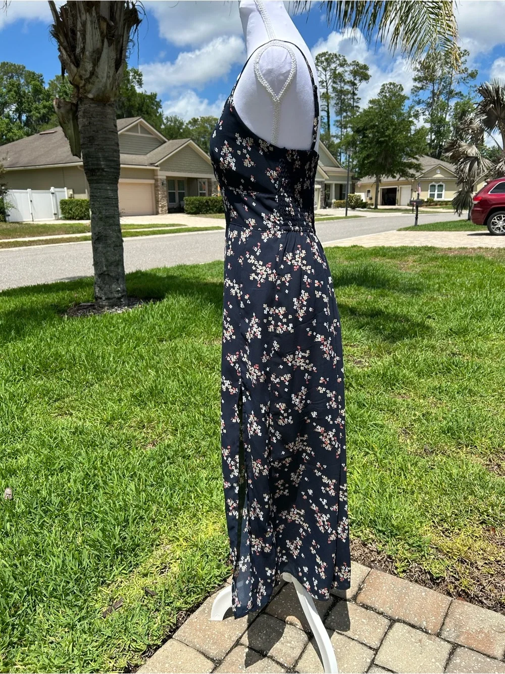 NWOT🌸Abercrombie & Fitch Black Floral Maxi Slip Dress